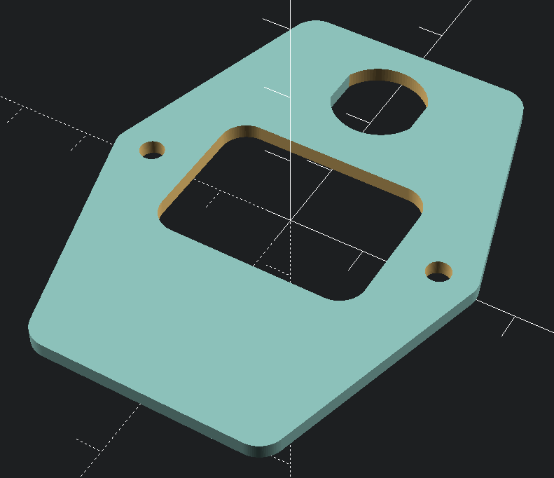 OpenSCAD model of the mounting plate.